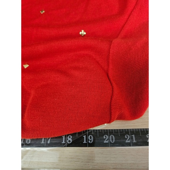 Vtg Lady Lilly Red 2X Sweater Gold Embellishments Women #530 - Picture 7 of 10